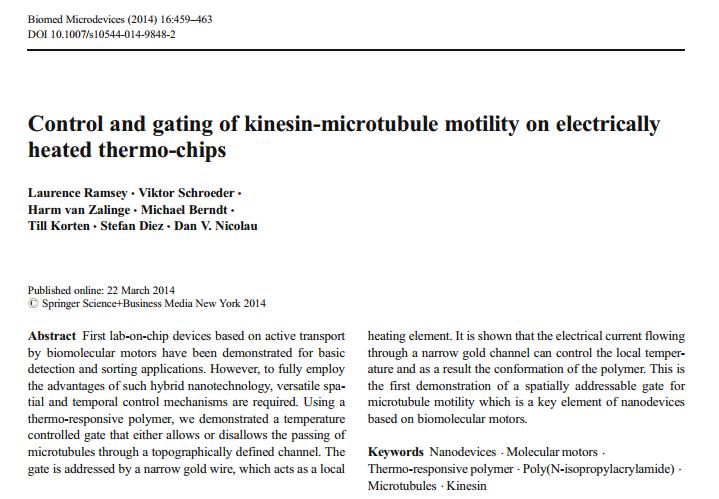 Control and gating of kinesin-microtubule motility on electrically heated thermo-chips