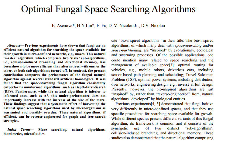 Optimal Fungal Space Searching Algorithms